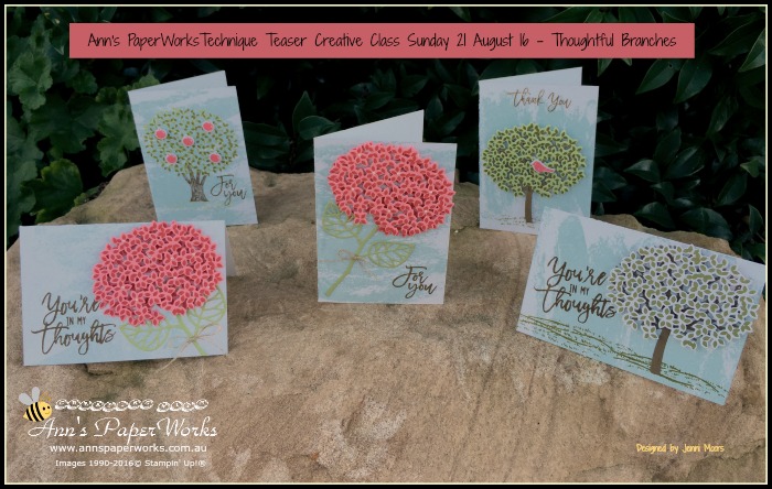 Thoughtful Branches Bundle|Technique Teasers Ann's PaperWorks Ann Lewis Stampin' Up! (Aus)| August card making class