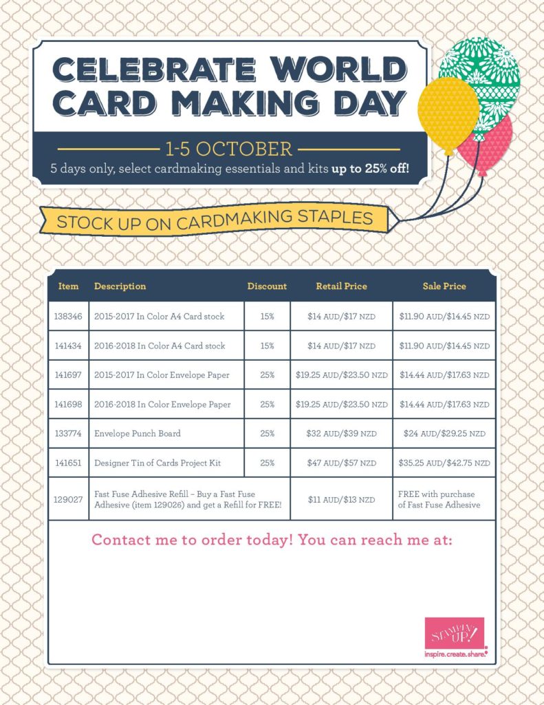 World Cardmaking Day Specials 1-5 October 2016, WCMD, Ann's PaperWorks| Ann Lewis| Stampin' Up! (Aus) available from my online store 24/7