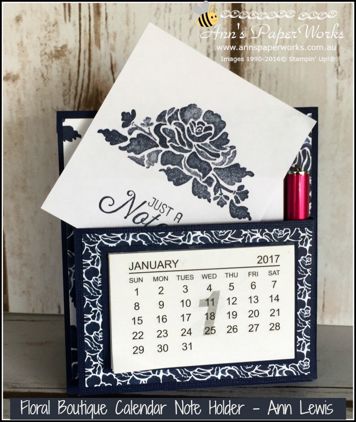 Floral Boutique Calendar Note Holder, easy handmade Christmas gift, details on blog, Ann's PaperWorks| Ann Lewis| Stampin' Up! (Aus) available from my online store 24/7