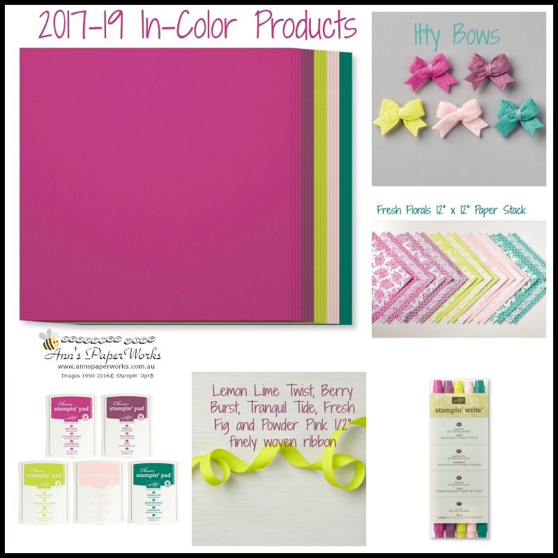 Stampin' Up! catalogue, 2017-19 In-Color products, Ann's PaperWorks| Ann Lewis| Stampin' Up! (Aus) available from my online store 24/7 Stampin' Up! 