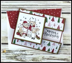 Mistletoe Friends Stamp Set, Be Merry Designer Series Paper, Merry Music Specialty Designer Series Paper, Fancy Fold card, easy handmade christmas card, Stampin' Up! 2017 Christmas Holiday Catalogue Ann's PaperWorks| Ann Lewis| Stampin' Up! (Aus) online store 24/7