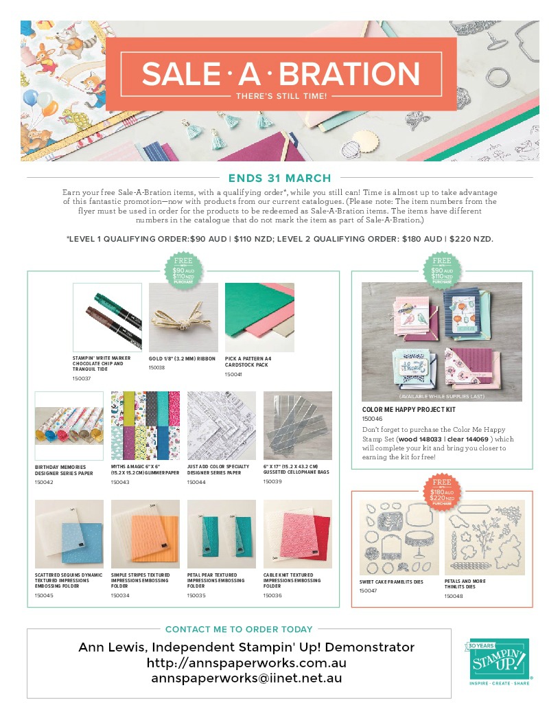 Sale-a-Bration 2018, Stampin' Up! Ann's PaperWorks, Ann Lewis, Stampin' Up! (Aus)|Stampin' Up! 2018 Occasions Catalogue| online store 24/7