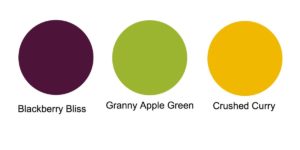 Granny Apple Green, Crushed Curry and Blackberry Bliss, Stampin' up! core colours