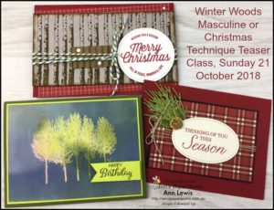 Winter Woods Stamp Set, Jacobs technicolour coat technique., Christmas, masculine cards