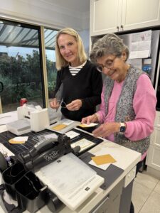 Participants creating handmade greeting cards during a beginner card making class at Ann's PaperWorks on the Sunshine Coast.