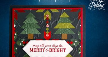 Easy handmade Christmas card featuring the A Stitched Season Designer Series Paper and Stitched Stocking Bundle by Stampin' Up!